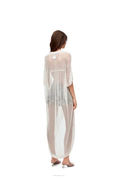 Loewe mujer vestido túnica de malla de viscosa LP641045 blanco