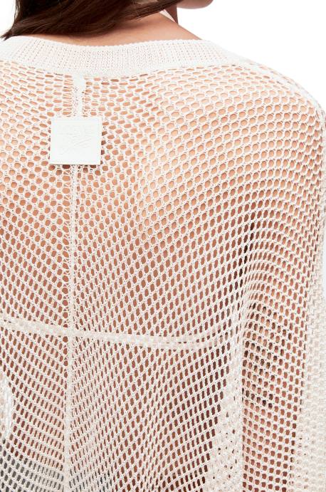 Loewe mujer vestido túnica de malla de viscosa LP641045 blanco
