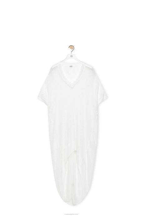 Loewe mujer vestido túnica de malla de viscosa LP641045 blanco