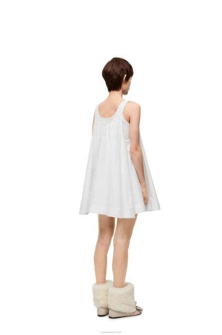 Loewe mujer vestido trapecio de algodón LP641034 blanco