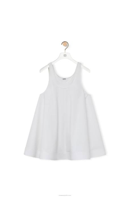 Loewe mujer vestido trapecio de algodón LP641034 blanco
