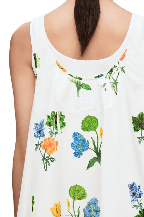 Loewe mujer vestido trapecio floral de popelina de algodón LP641080 blanco/multicolor