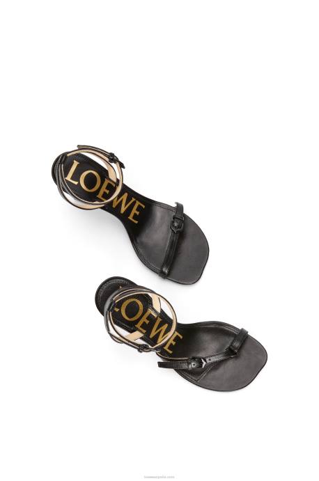 Loewe mujer Sandalia stiletto petal de piel de cordero LP64671 negro