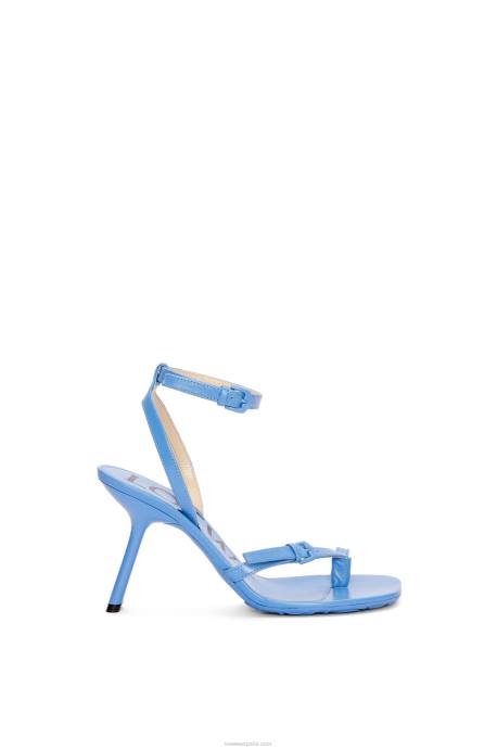 Loewe mujer Sandalia stiletto petal de piel de cordero LP64672 mezclilla ligera