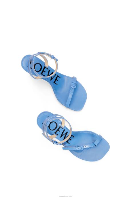 Loewe mujer Sandalia stiletto petal de piel de cordero LP64672 mezclilla ligera