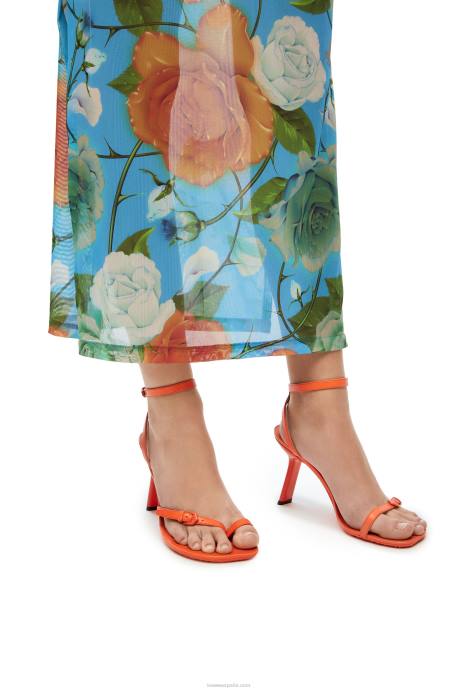 Loewe mujer Sandalia stiletto petal de piel de cordero LP64674 naranja
