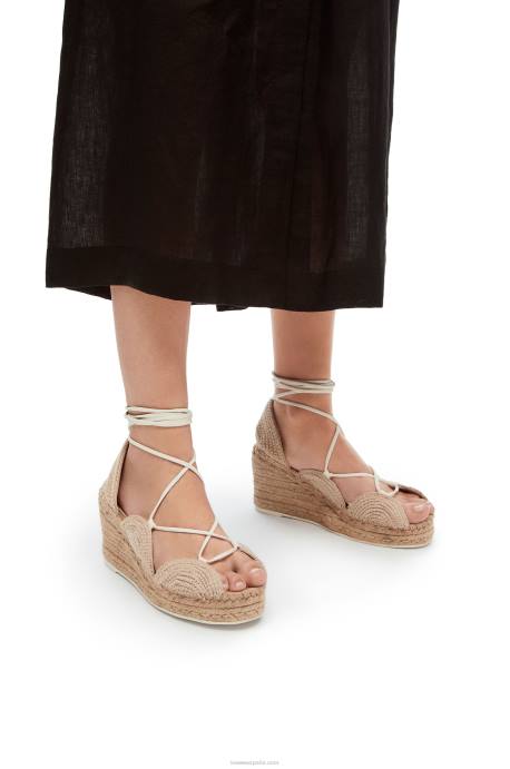 Loewe mujer alpargata cuña solar de yute LP64700 leche de avena