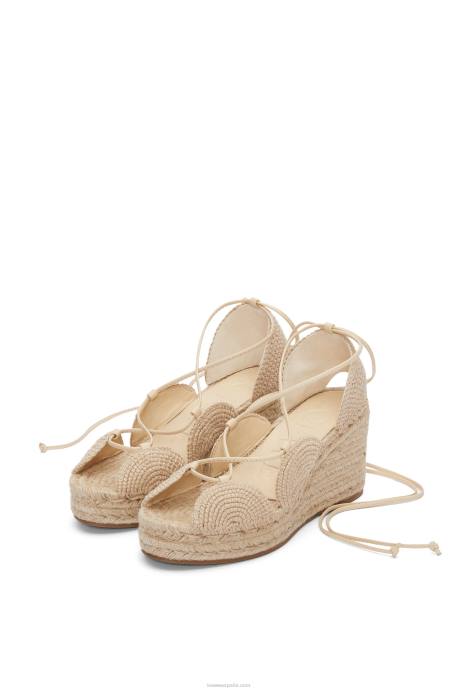 Loewe mujer alpargata cuña solar de yute LP64700 leche de avena