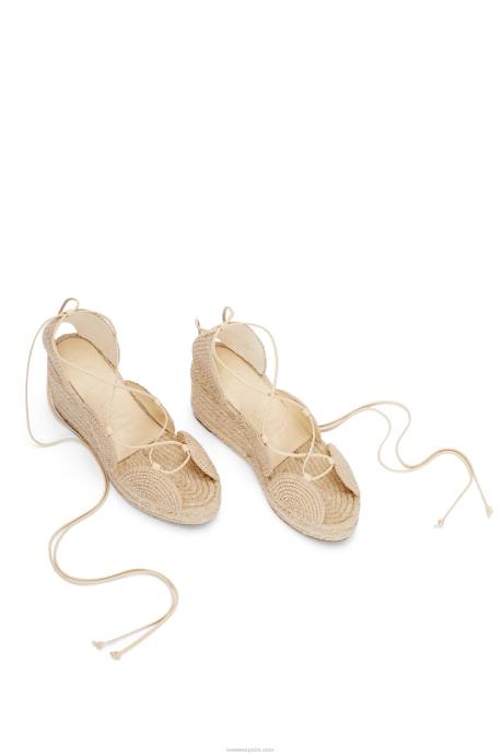 Loewe mujer alpargata cuña solar de yute LP64700 leche de avena