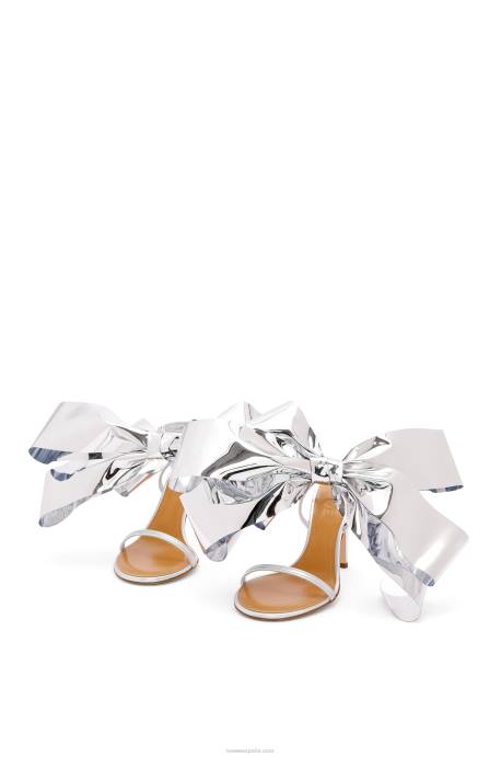 Loewe mujer sandalia con lazo en piel de cordero LP64703 Gris plateado