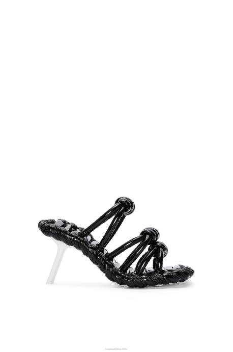 Loewe mujer sandalia con nudo de pétalos en piel de cordero LP64704 blanco negro