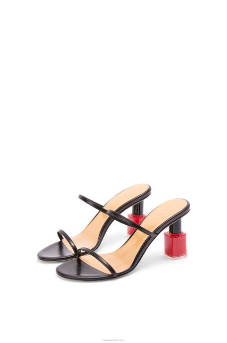 Loewe mujer sandalia de esmalte de uñas en piel de cabra LP64709 negro