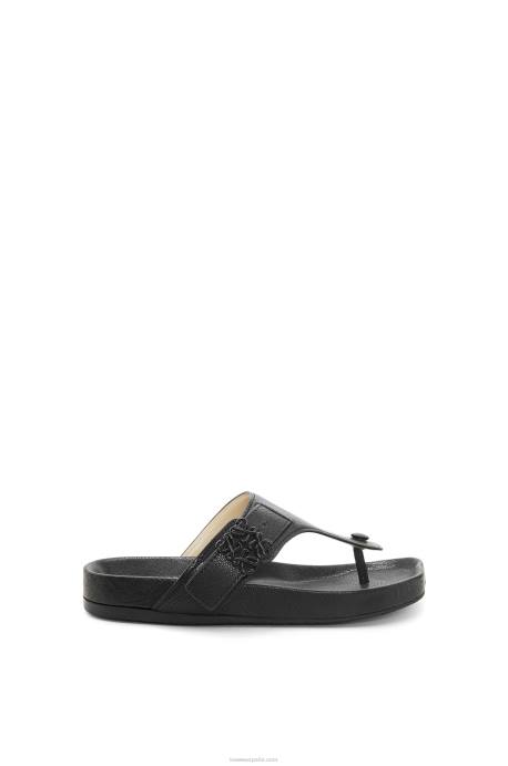 Loewe mujer sandalia easy toe post de piel de cabra LP64720 negro