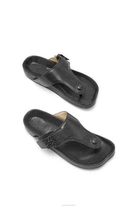 Loewe mujer sandalia easy toe post de piel de cabra LP64720 negro