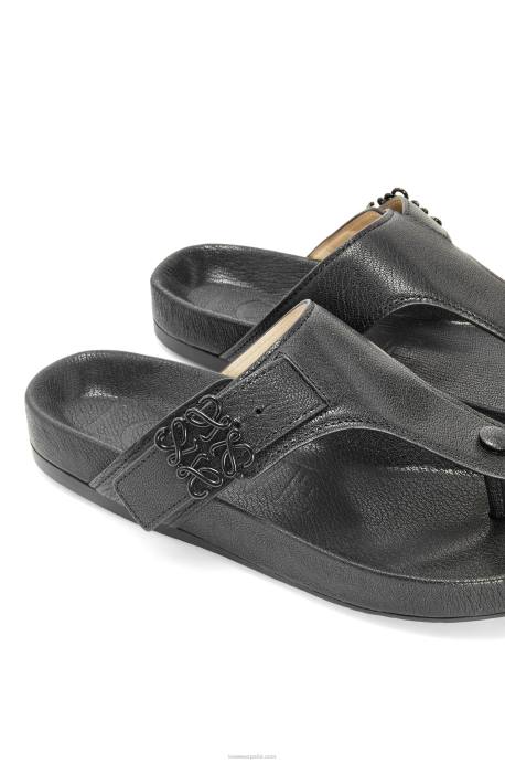 Loewe mujer sandalia easy toe post de piel de cabra LP64720 negro