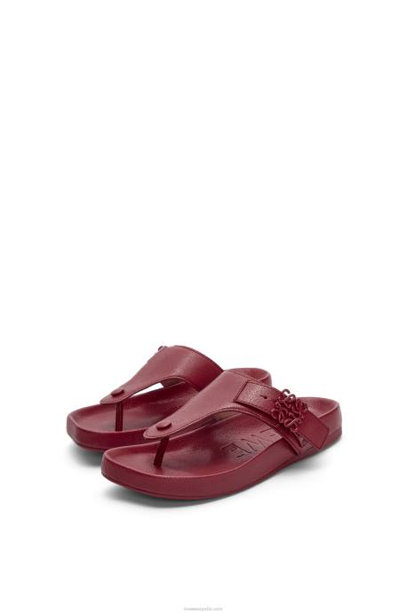 Loewe mujer sandalia easy toe post de piel de cabra LP64721 Burdeos