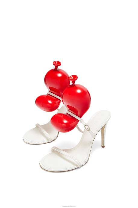 Loewe mujer sandalia globo en piel de cordero LP64708 blanco rojo