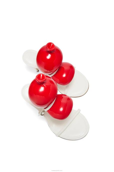 Loewe mujer sandalia globo en piel de cordero LP64708 blanco rojo