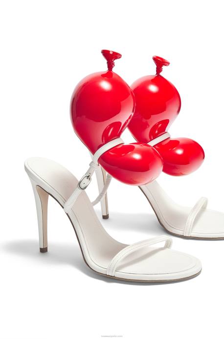 Loewe mujer sandalia globo en piel de cordero LP64708 blanco rojo
