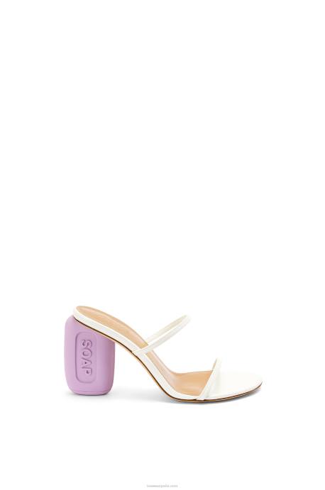 Loewe mujer sandalia jabonosa de piel de cabra LP64711 blanco/lavanda