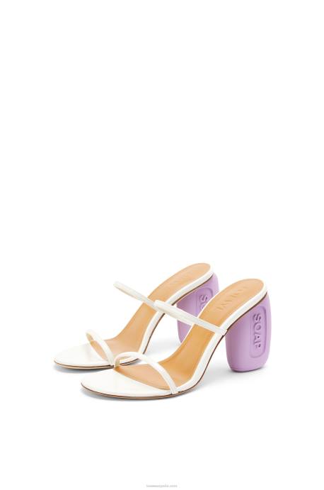 Loewe mujer sandalia jabonosa de piel de cabra LP64711 blanco/lavanda
