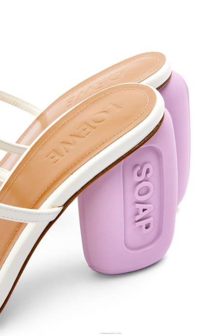 Loewe mujer sandalia jabonosa de piel de cabra LP64711 blanco/lavanda