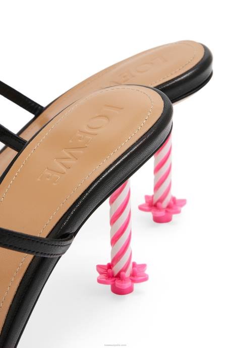 Loewe mujer sandalia vela de cumpleaños en piel de cabra LP64712 negro