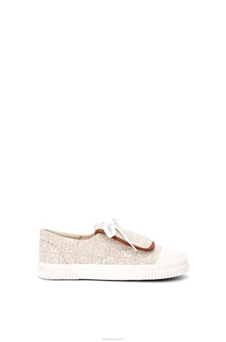 Loewe mujer Sneaker de lona con solapa y anagrama LP64661 blanco natural