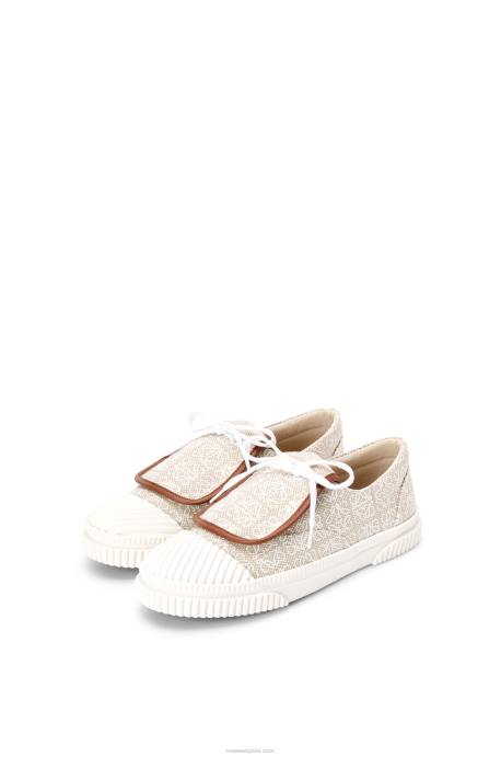 Loewe mujer Sneaker de lona con solapa y anagrama LP64661 blanco natural