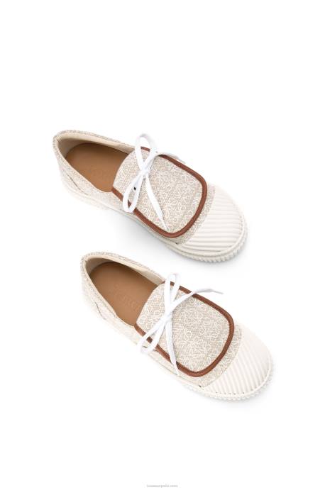 Loewe mujer Sneaker de lona con solapa y anagrama LP64661 blanco natural