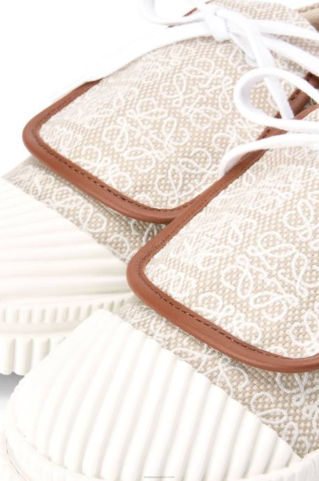 Loewe mujer Sneaker de lona con solapa y anagrama LP64661 blanco natural