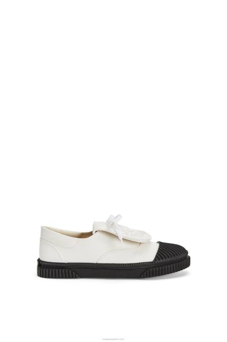 Loewe mujer Sneaker de lona con solapa y anagrama LP64662 blanco suave
