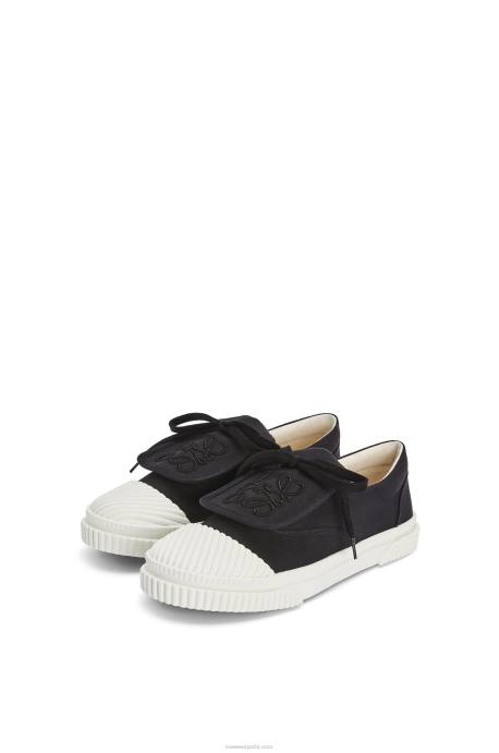 Loewe mujer Sneaker de lona con solapa y anagrama LP64663 negro
