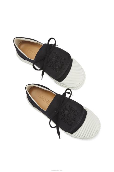 Loewe mujer Sneaker de lona con solapa y anagrama LP64663 negro