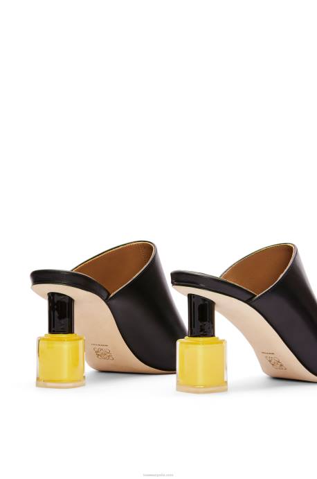 Loewe mujer mule de esmalte de uñas en piel de becerro LP64759 amarillo negro