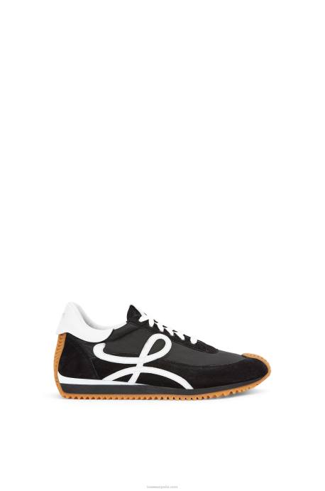 Loewe mujer runner flow de ante y nailon LP64642 blanco negro