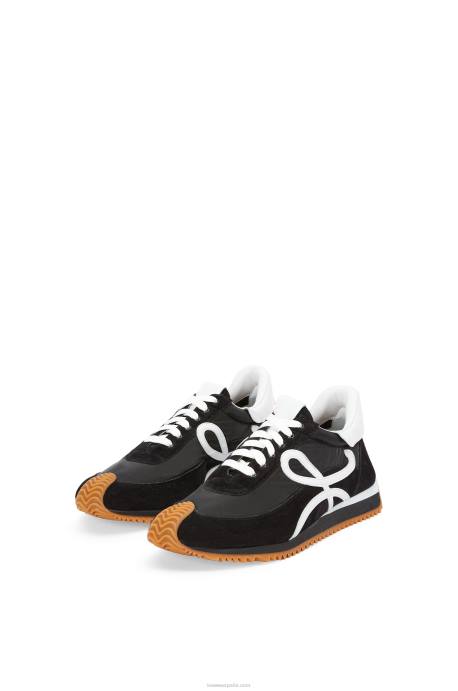 Loewe mujer runner flow de ante y nailon LP64642 blanco negro