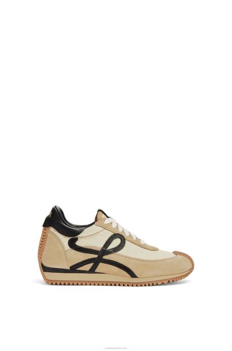 Loewe mujer runner flow de ante y nailon LP64644 oro/negro