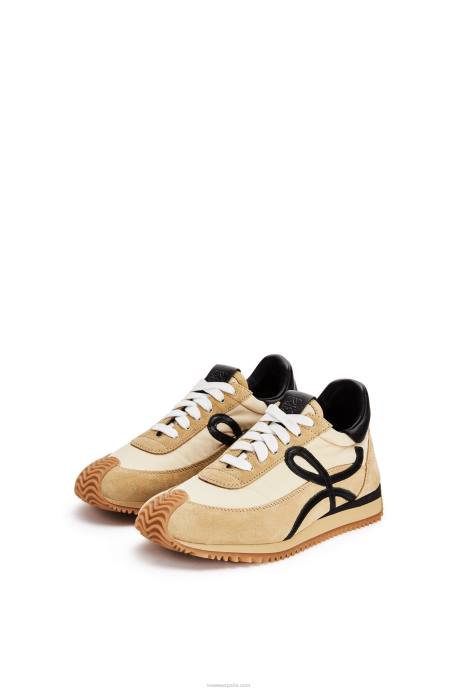 Loewe mujer runner flow de ante y nailon LP64644 oro/negro