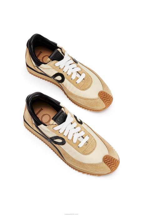 Loewe mujer runner flow de ante y nailon LP64644 oro/negro