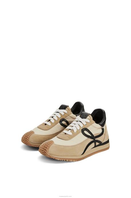Loewe mujer runner flow de ante y nailon LP64644 oro/negro