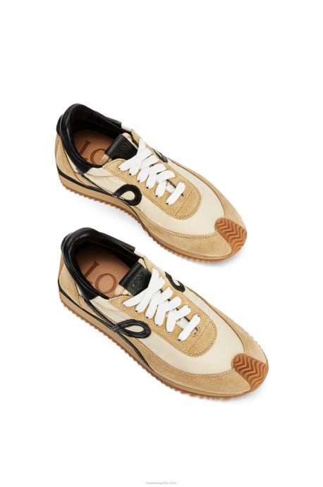 Loewe mujer runner flow de ante y nailon LP64644 oro/negro