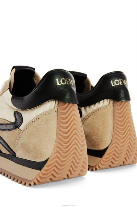 Loewe mujer runner flow de ante y nailon LP64644 oro/negro