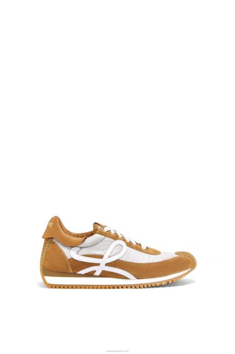 Loewe mujer runner flow de ante y nailon LP64646 bronceado/gris