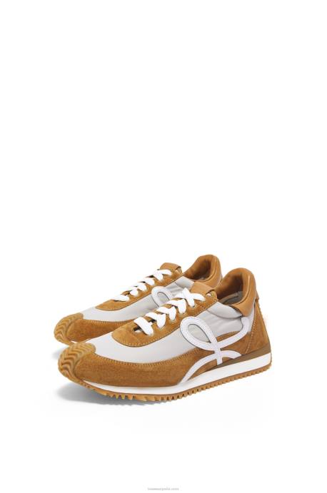Loewe mujer runner flow de ante y nailon LP64646 bronceado/gris