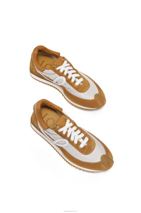 Loewe mujer runner flow de ante y nailon LP64646 bronceado/gris