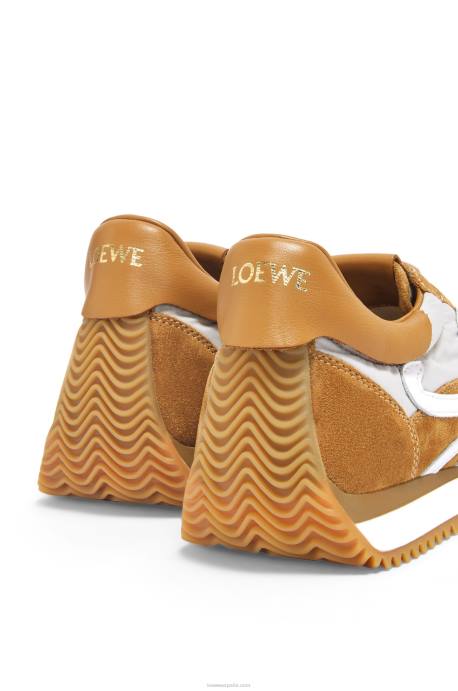 Loewe mujer runner flow de ante y nailon LP64646 bronceado/gris
