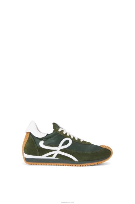 Loewe mujer runner flow de ante y nailon LP64647 bosque verde