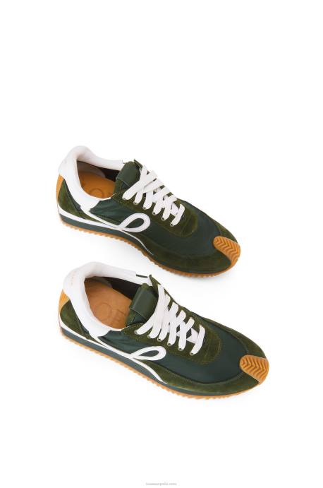 Loewe mujer runner flow de ante y nailon LP64647 bosque verde