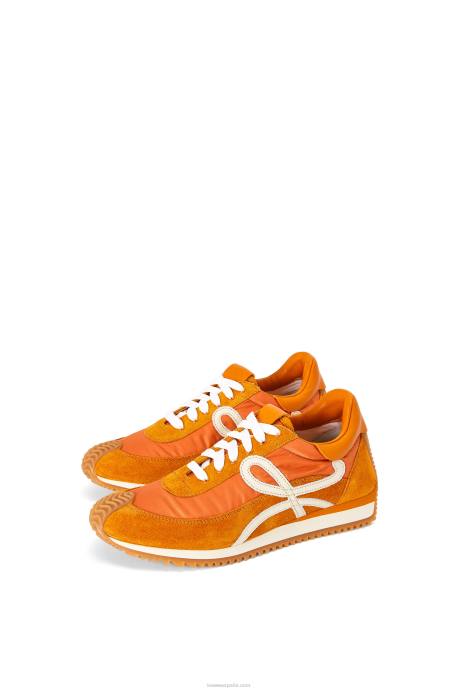 Loewe mujer runner flow de ante y nailon LP64648 naranja cobre